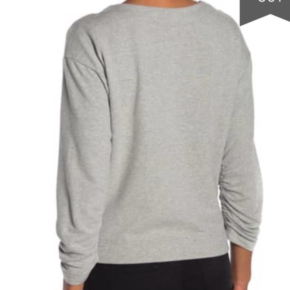NWT Ella Moss Gray Reese Round Neck Ruched Quarter Sleeve Sweater Small - Picture 16 of 16